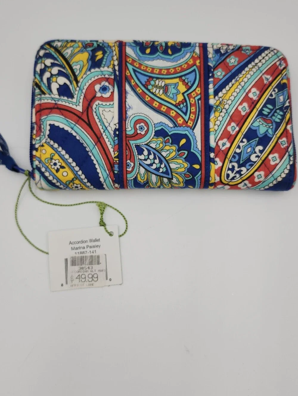 New With Tags Vera Bradley Accordion Wallet Marina Paisley Zip - Picture 7 of 8
